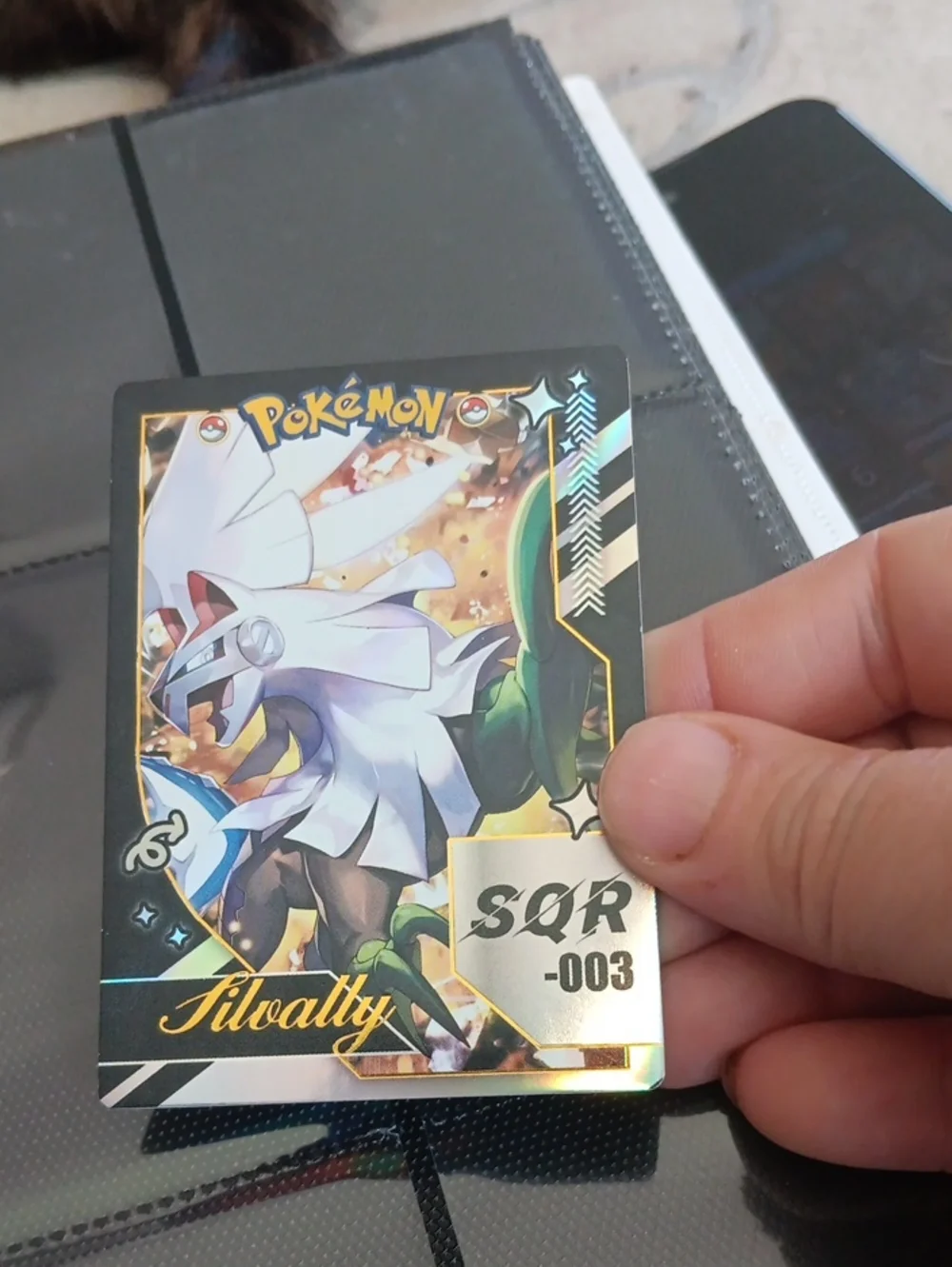 Pokemon Silvally Holographic Trading Card - White, Gold, Green, Black